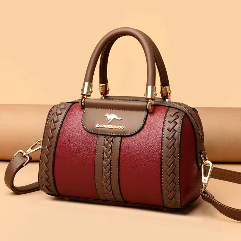 Eleganzza™ – Contrast Stitch Bowling Handbag – Structured Shoulder Tote