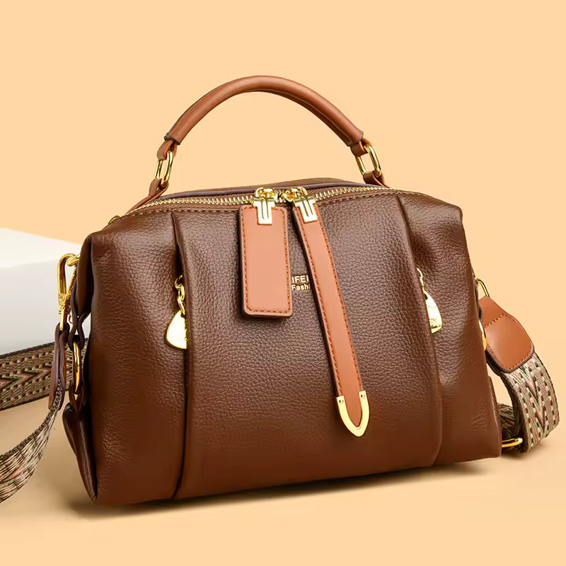 TrekTote™ – Large PU Leather Shoulder Bag – Boho Strap Travel Handbag