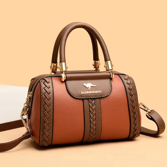 Eleganzza™ – Contrast Stitch Bowling Handbag – Structured Shoulder Tote