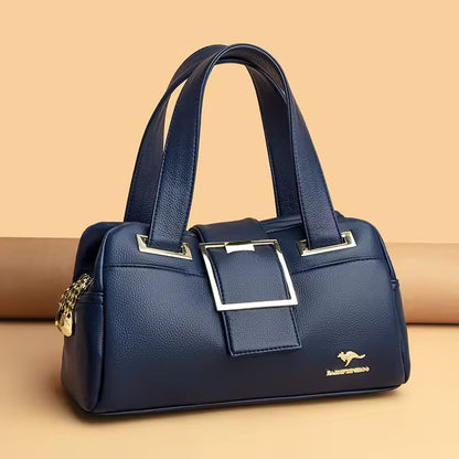 BoldBuckle™ – Structured PU Shoulder Bag – Statement Square Handbag